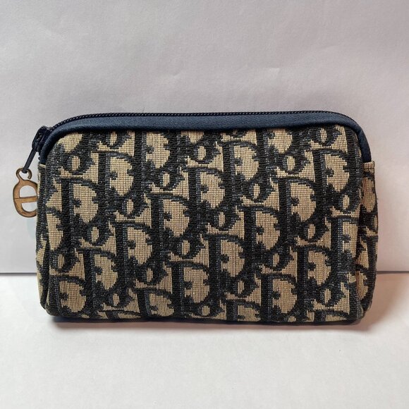 CHRISTIAN DIOR Vintage Oblique Jacquard Trotter Pouch, Navy - Preowned - Picture 1 of 8